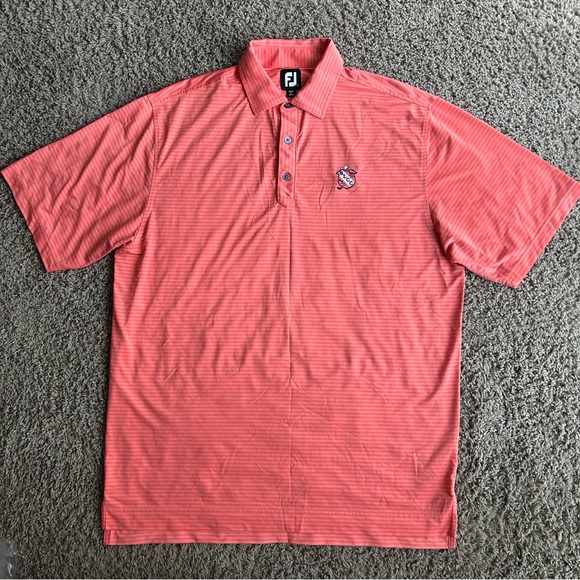 FootJoy FJ Polo Men's Large Striped Red "BLCC" Golf Performance Stretch Shirt - Picture 2 of 12